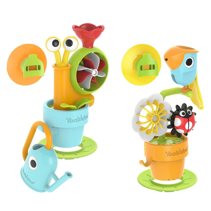 Yookidoo fürdőjáték szett, varázslatos kert 2 csereppel, kalappal és csónakkal, többszínű