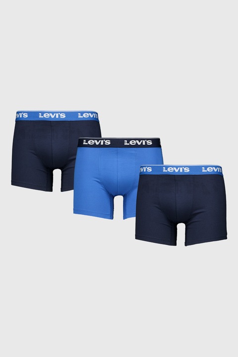 Levi's, Set de boxeri cu banda logo contrastanta - 3 perechi, Bleumarin, S