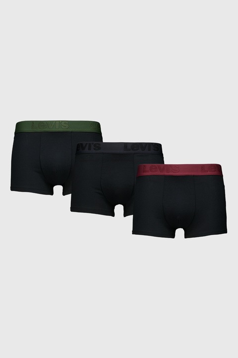 Levi's, Set de boxeri cu banda logo in talie - 3 perechi, Negru stins