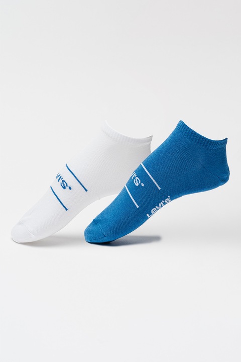 Levi's, Унисекс чорапи до глезена - 2 чифта, Бял/Кралско Синьо