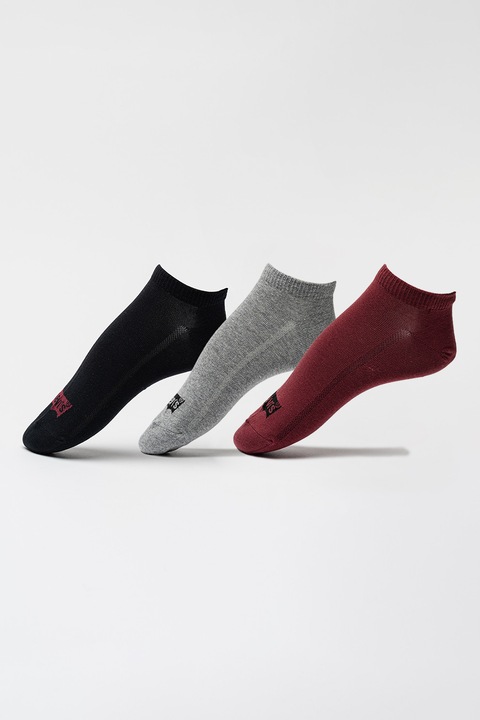 Levi's, Унисекс чорапи до глезена - 3 чифта, Бордо/Черен/Сив