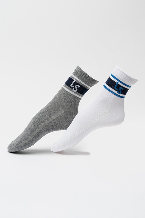 Levi's, Унисекс къси чорапи - 2 чифта, Бял/Сив меланж