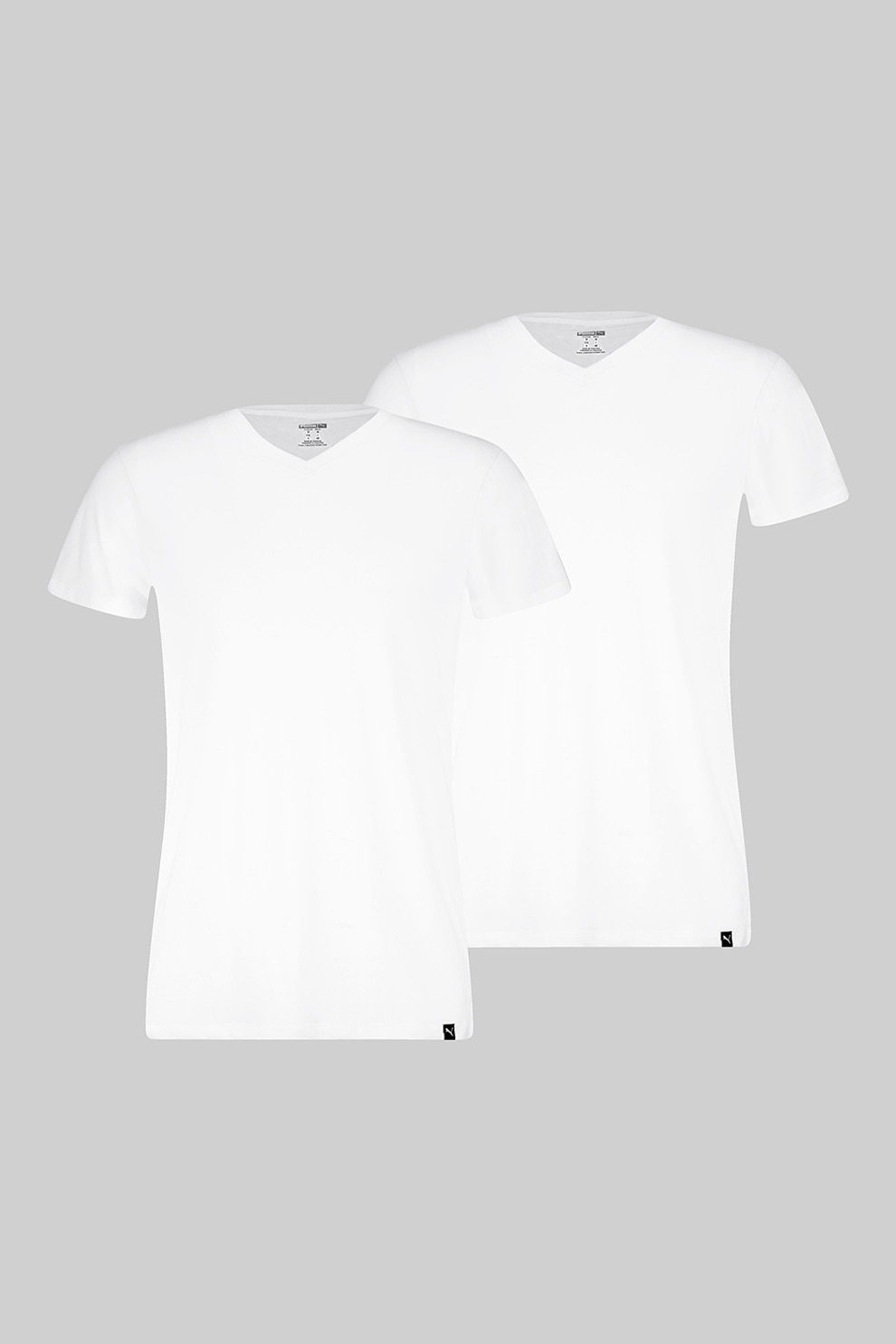 Puma, Set de tricouri de casa cu decolteu in V - 2 piese, Alb optic, S