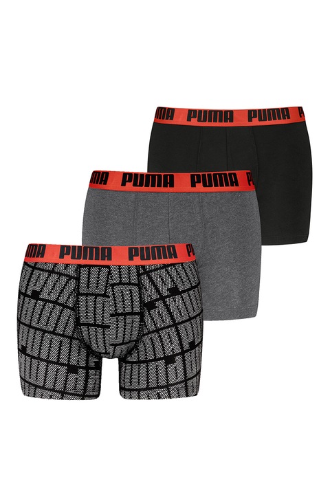 Puma, Set de boxeri - 3 perechi, Negru/Gri inchis