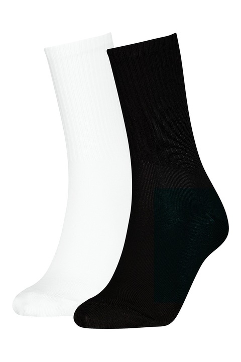 CALVIN KLEIN, ДЪлги рипсени чорапи, 2 чифта, Черен/Бял, One Size