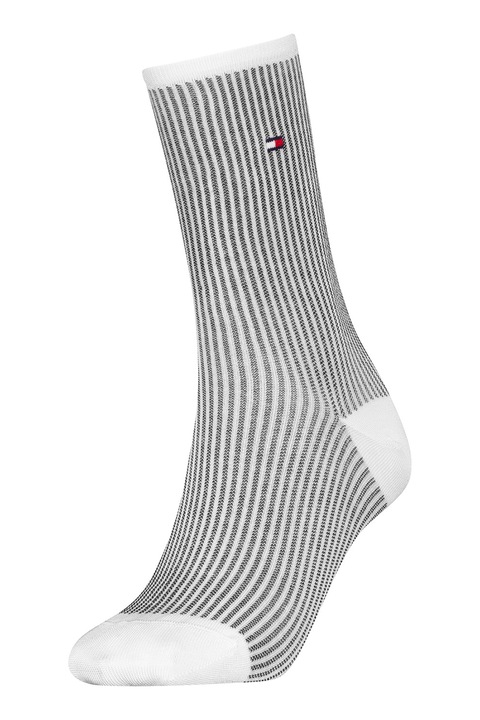 Tommy Hilfiger, Sosete lungi cu model, Alb/Negru stins