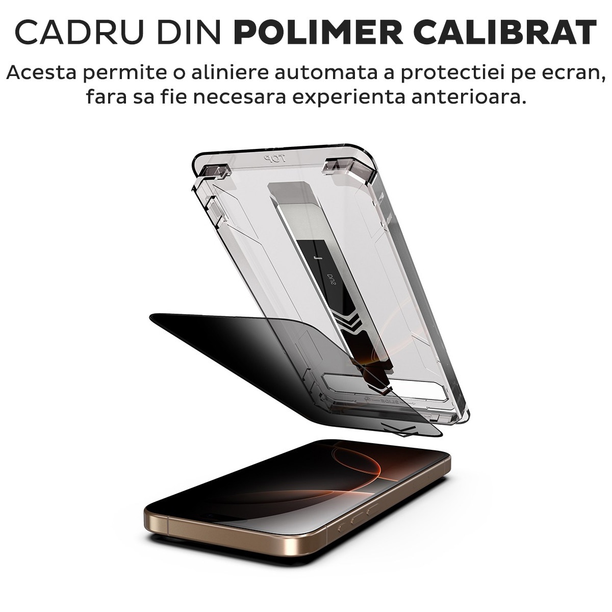 Folie Sticla Privacy pentru Apple iPhone 14 Daden TitanGlass, Full Cover, Kit de instalare usoara si rapida cu dispozitiv de potrivire automata, Protectie Profesionala, Ultra Rezistenta