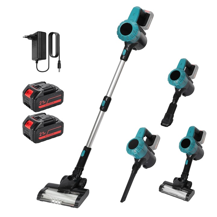 Aspirator vertical fără fir, 16KPa, filtrare avansată 5 etape, set-2 baterii