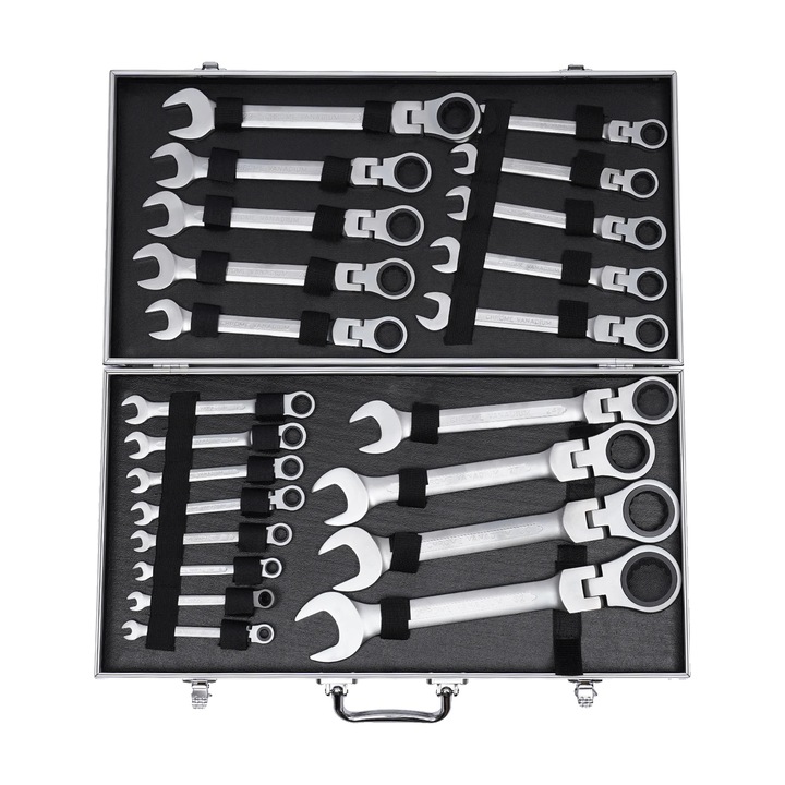 Set de chei cu cap mobil, 6-32mm, 22 piese, carbon, 60x30x8.5cm