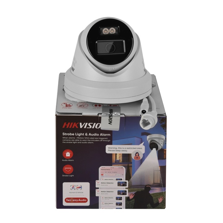 Камера за видеонаблюдение, 8MP, интелигентно хибридно осветление, 2.8 мм, водо- и прахоустойчива, размери 127.3x96.3 мм