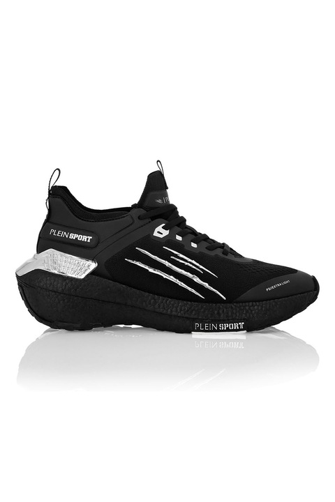 Plein Sport, Stealth Runner Extra Light telitalpú sneaker, Fekete/Törtfehér