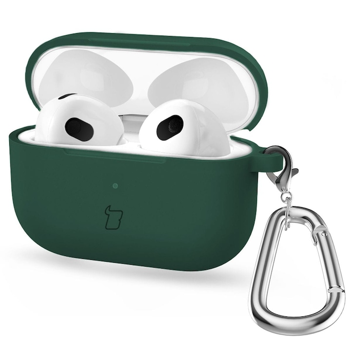 Tok Bizon Case Headphone Silicone, Airpods 4, Тъмнозелено