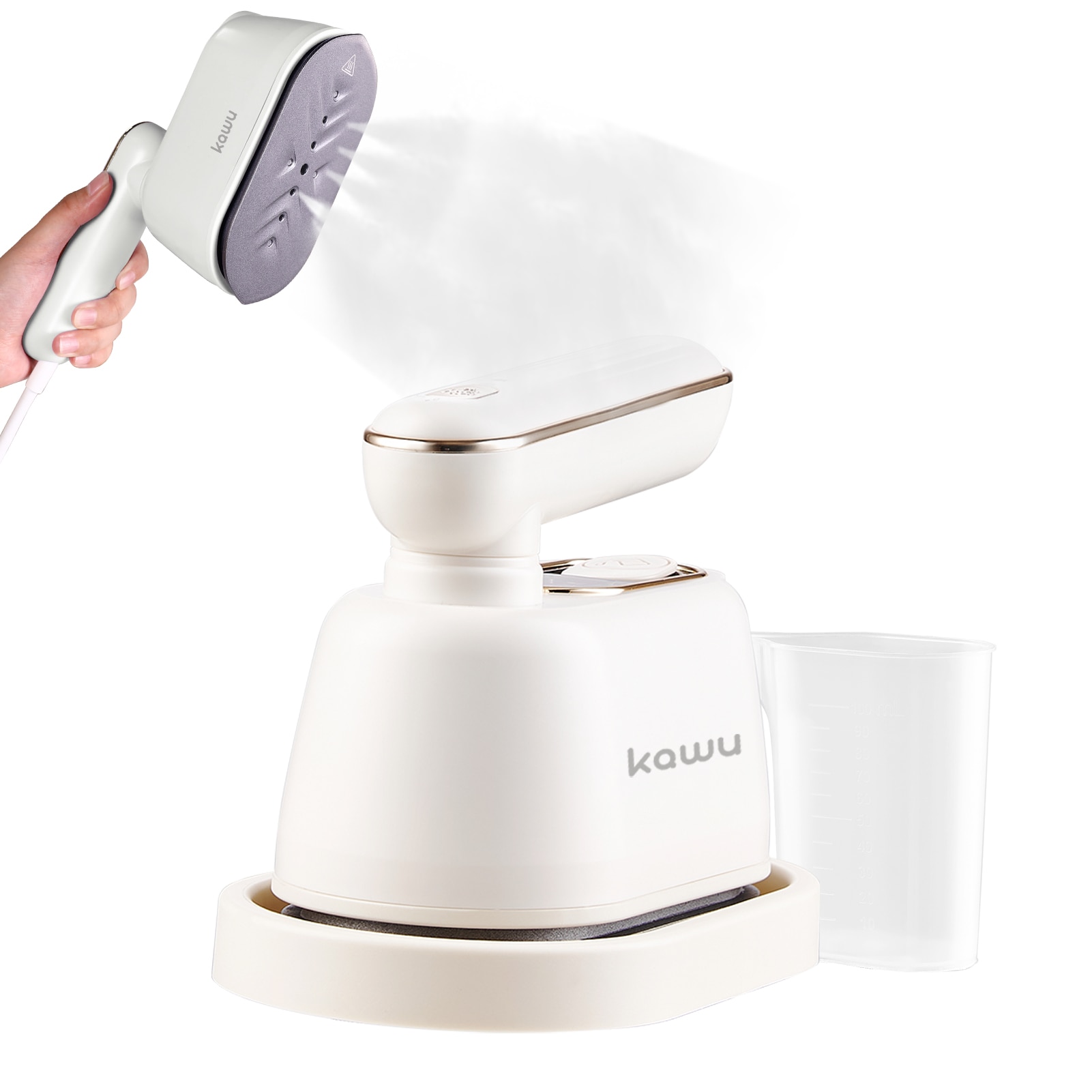 Fier de calcat portabil cu abur kawuCR-YT06A, incalzire rapida in 5 secunde, rezervor de apa de 120 ml, volum variabil de abur 20 g/min, maner rotativ la 180°, functie de calcare uscata si umeda, potrivit pentru scoala, calatorii, birou si alte ocazii