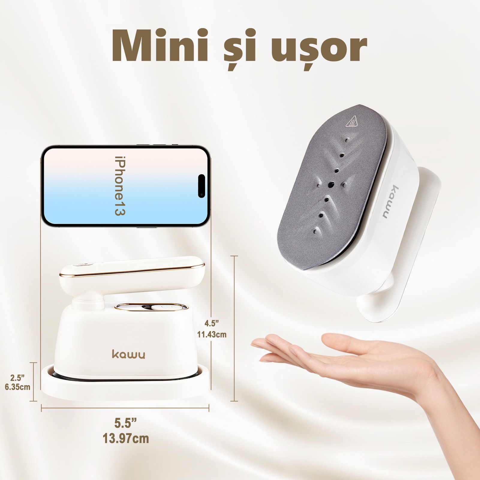 Fier de calcat portabil cu abur kawuCR-YT06A, incalzire rapida in 5 secunde, rezervor de apa de 120 ml, volum variabil de abur 20 g/min, maner rotativ la 180°, functie de calcare uscata si umeda, potrivit pentru scoala, calatorii, birou si alte ocazii