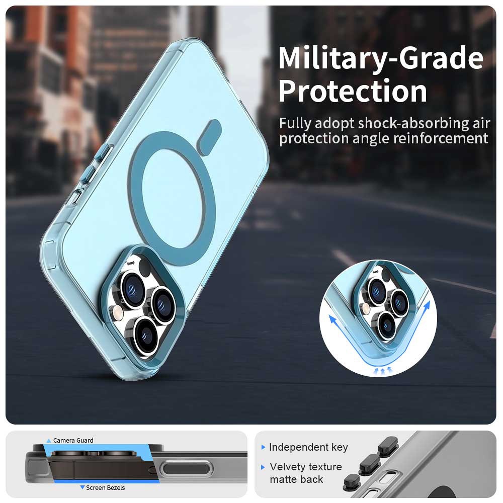 Husă Candy Case MagSafe pentru iPhone 14 Pro Max, albastră, TPU și policarbonat, protecție suplimentară colțuri