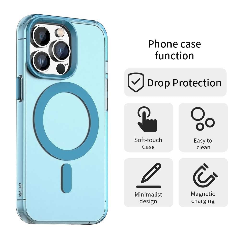 Husă Candy Case MagSafe pentru iPhone 14 Pro Max, albastră, TPU și policarbonat, protecție suplimentară colțuri
