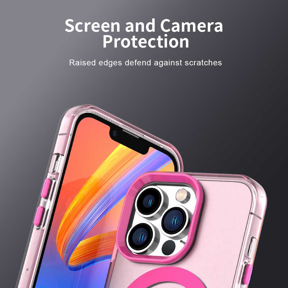 Husa Candy Case MagSafe pentru iPhone 12 Pro Max, roz, TPU si Policarbonat