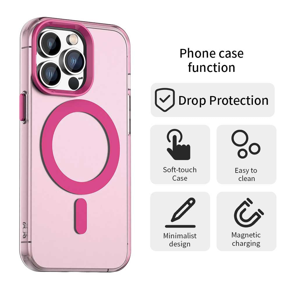 Husa Candy Case MagSafe pentru iPhone 12 Pro Max, roz, TPU si Policarbonat