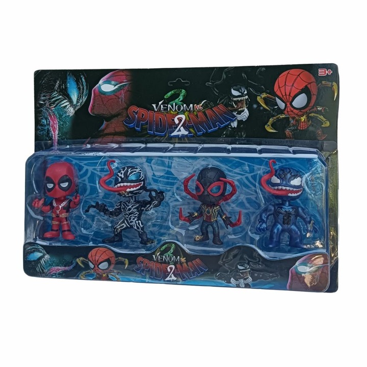 Set 4 Figurine Spiderman vs Venom, Virtual Trend, multicolor, 9x9cm