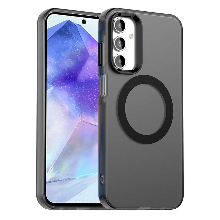 Husa pentru Samsung Galaxy A55 5G, CandyCase MagSafe, T72, Policarbonat, Black
