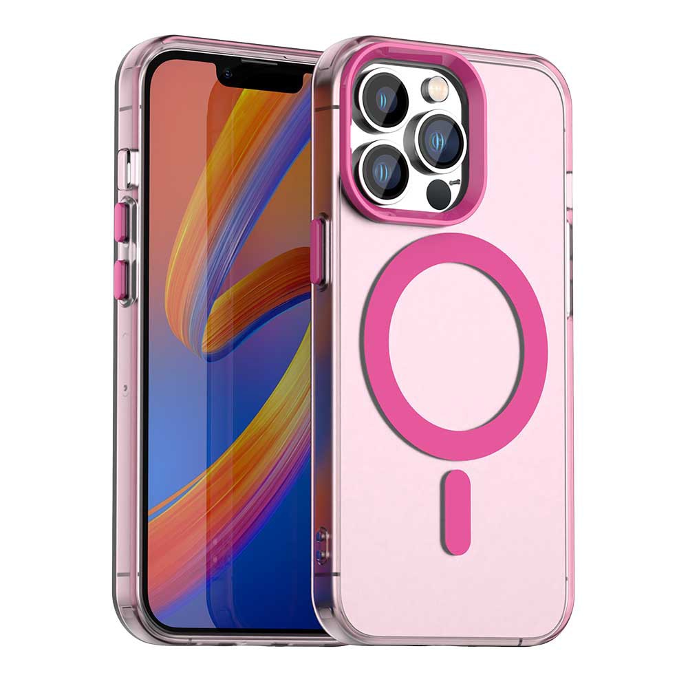 Husa Candy Case MagSafe pentru iPhone 12 Pro Max, roz, TPU si Policarbonat