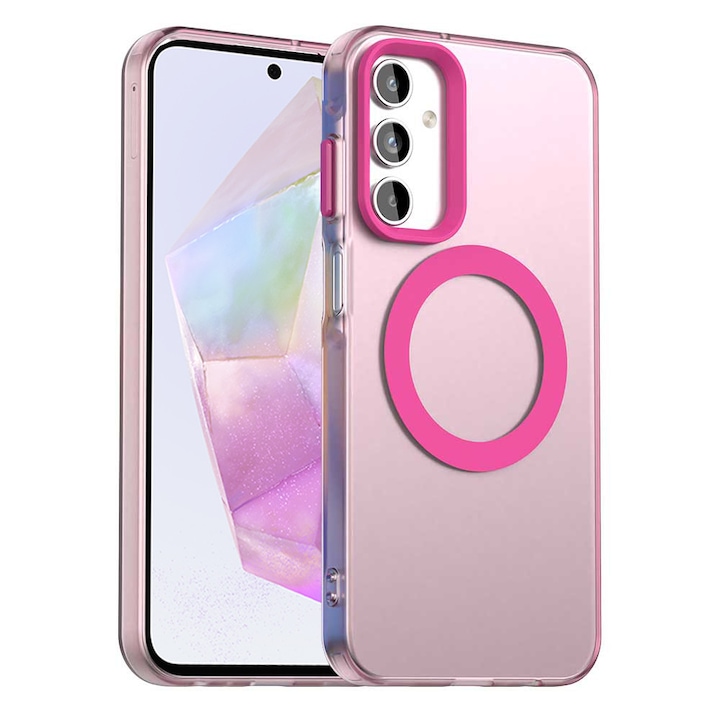 Husa pentru Samsung Galaxy A55 5G DaDen® CandyCase MagSafe, Antisoc, Incarcare wireless, Butoane protejate, Roz