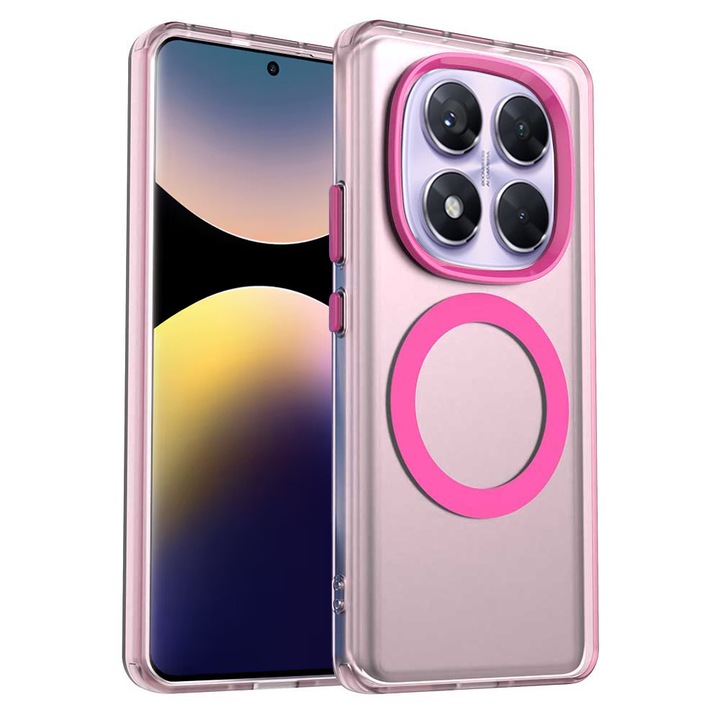 Xiaomi Redmi Note 14 Pro 5G / Poco X7 DaDen® CandyCase MagSafe tok, ütésálló, vezeték nélküli töltés, védett gombok, rózsaszín