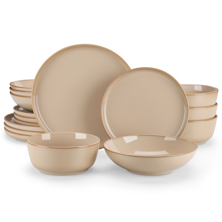 Set vesela ceramica Vancasso, 16 piese, maro deschis, 26x26cm