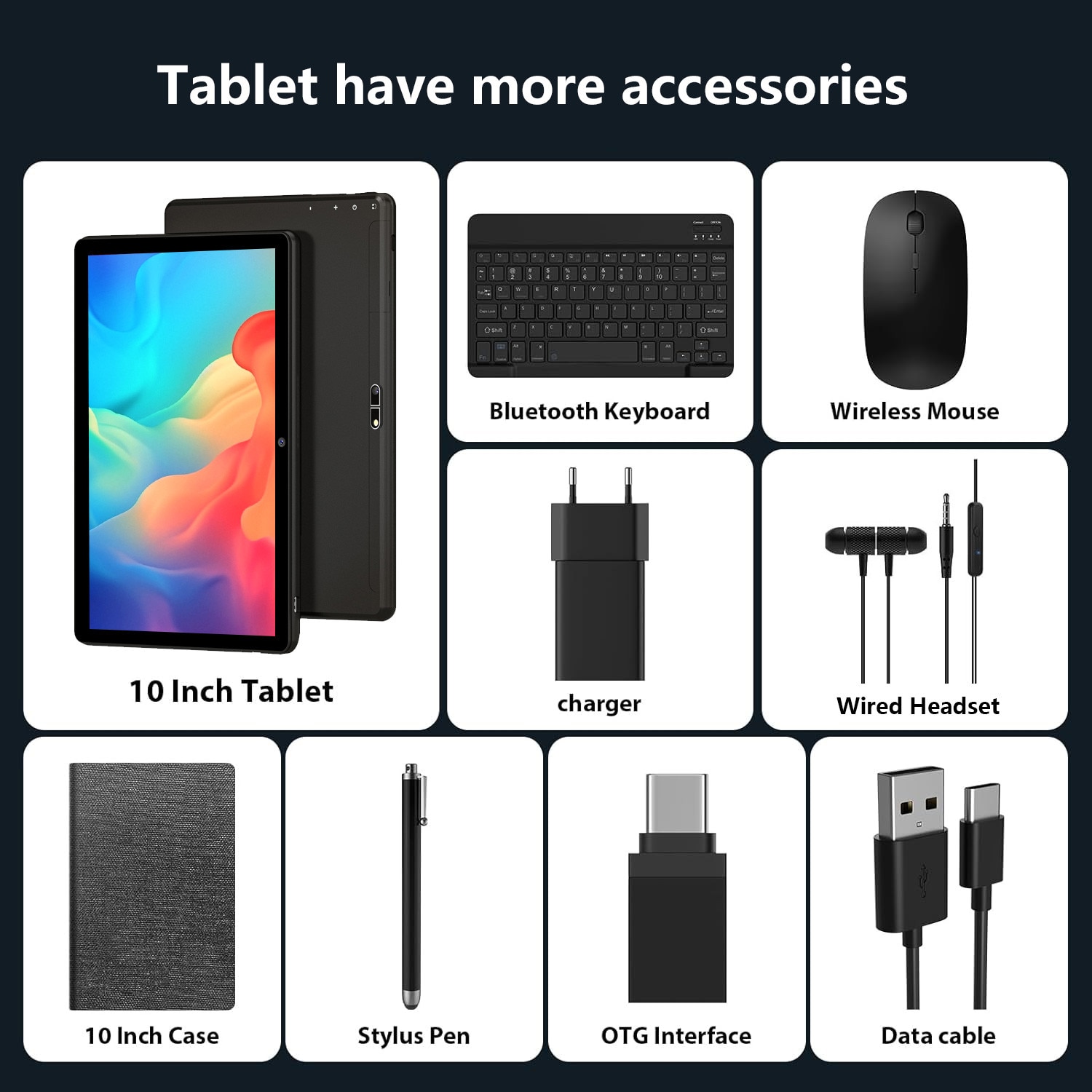 Tableta 10.1" Octa-Core, Android 14.0, 36(12+24)GB RAM, 128GB ROM, 5GHz WIFI, 1280*800, 8000mAh, Negru