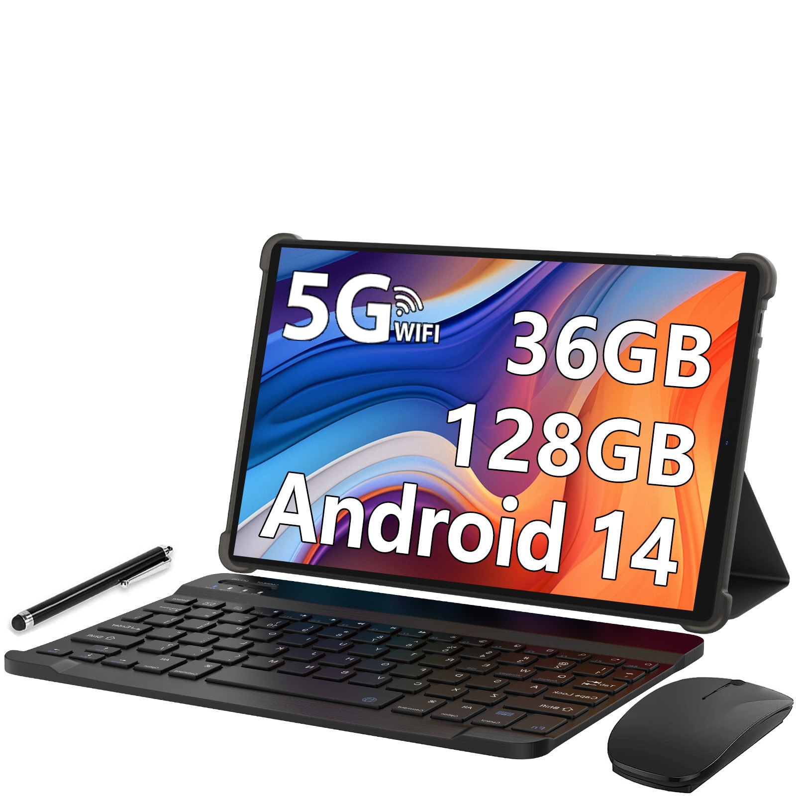 Tableta 10.1" Octa-Core, Android 14.0, 36(12+24)GB RAM, 128GB ROM, 5GHz WIFI, 1280*800, 8000mAh, Negru
