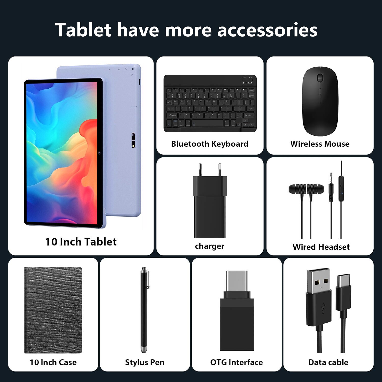 Tableta 10.1" Octa-Core, Android 14.0, 36(12+24)GB RAM, 128GB ROM, 5GHz WIFI, 1280*800, 8000mAh, albastru