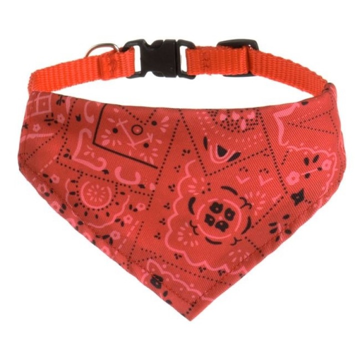 Zgarda pentru Caini cu Bandana Rosie Paisley Marimea S 30x1cm