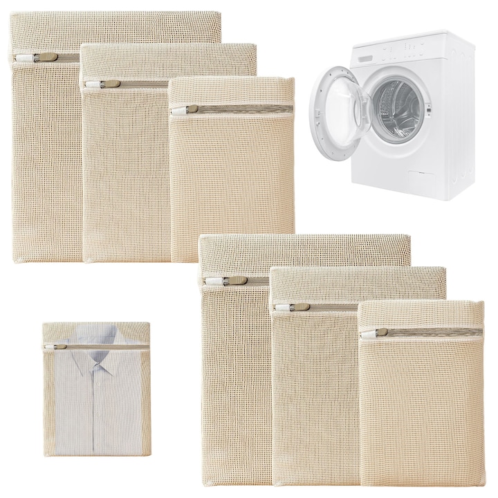 Set 6 pungi de rufe din bumbac, Outinhao, reutilizabile, 230x30cm, 30x40cm, 40x50cm