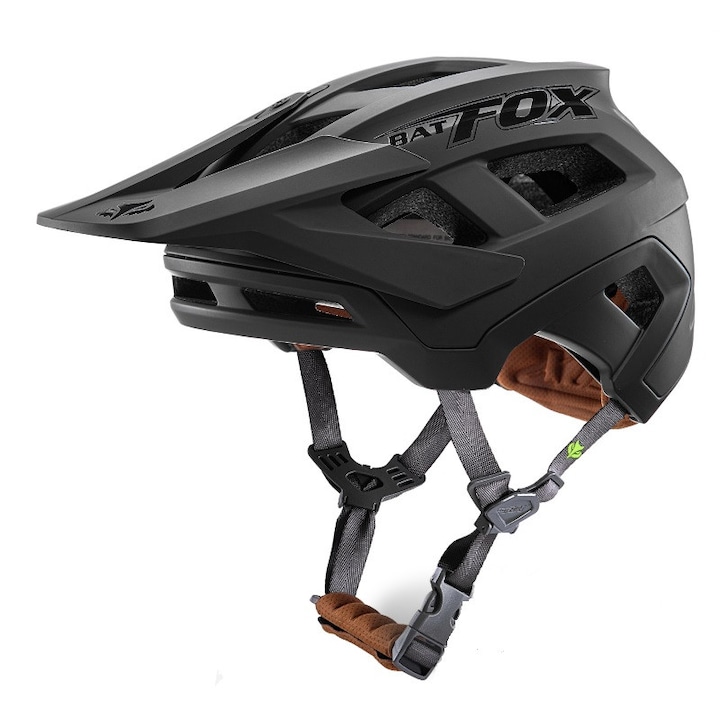 Casca de protectie pentru bicicleta Batfox, unisex, cu vizor, black, marime ajustabila, M 53-57 cm