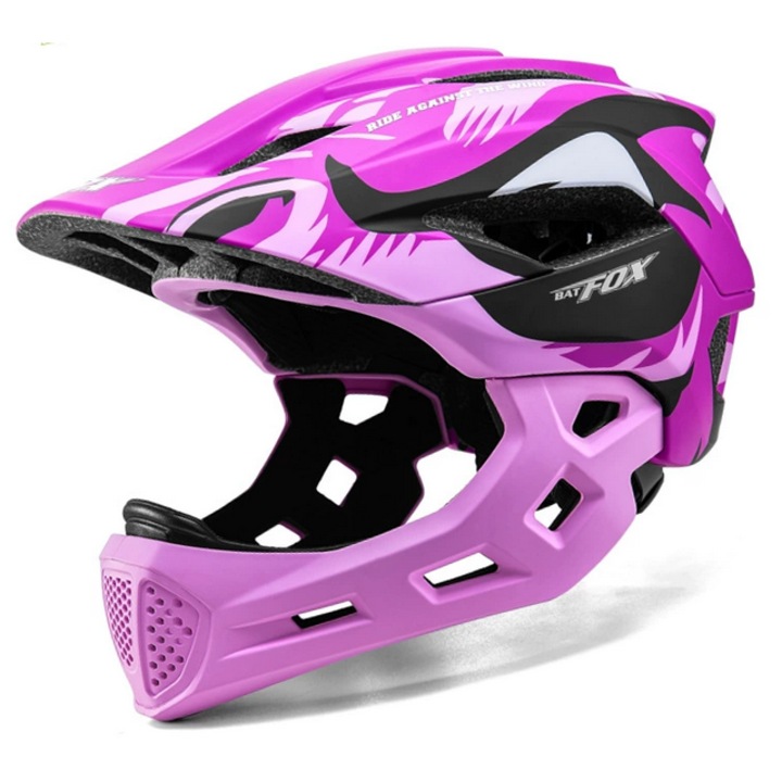 Casca integrala pentru copii Batfox, 48-54cm, roz, 13 ventilatii