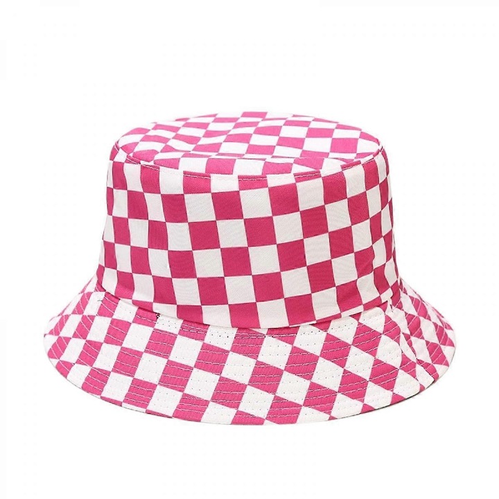 Palarie draguta de pescar pentru plaja, palarii reversibile cu doua fete, unisex (grila, alb si roz)