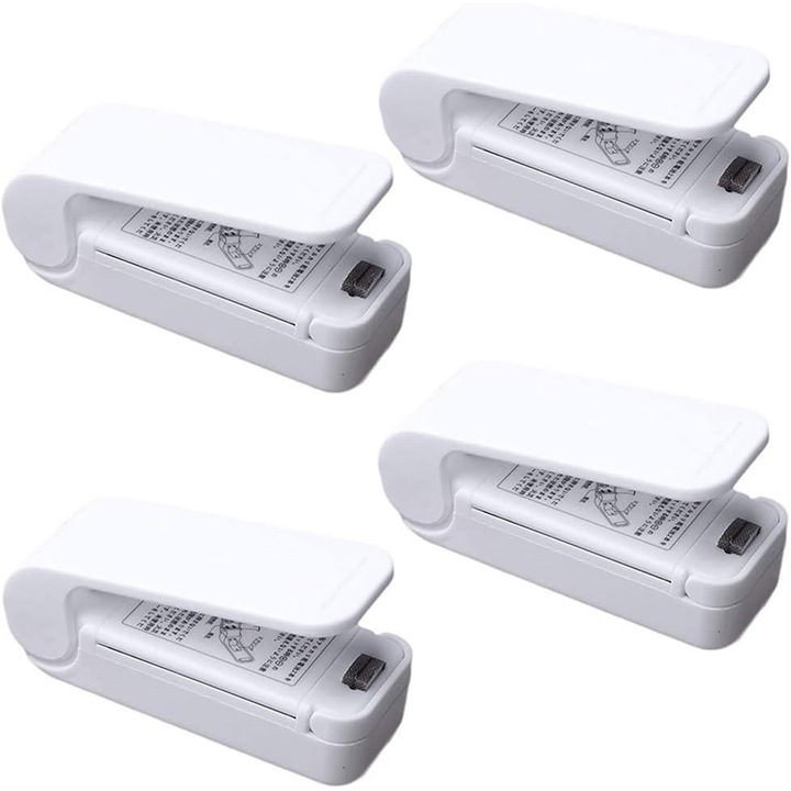 Set 4 aparat sigilat pungi HERUSI portabil roz alb 10x3.5x6cm