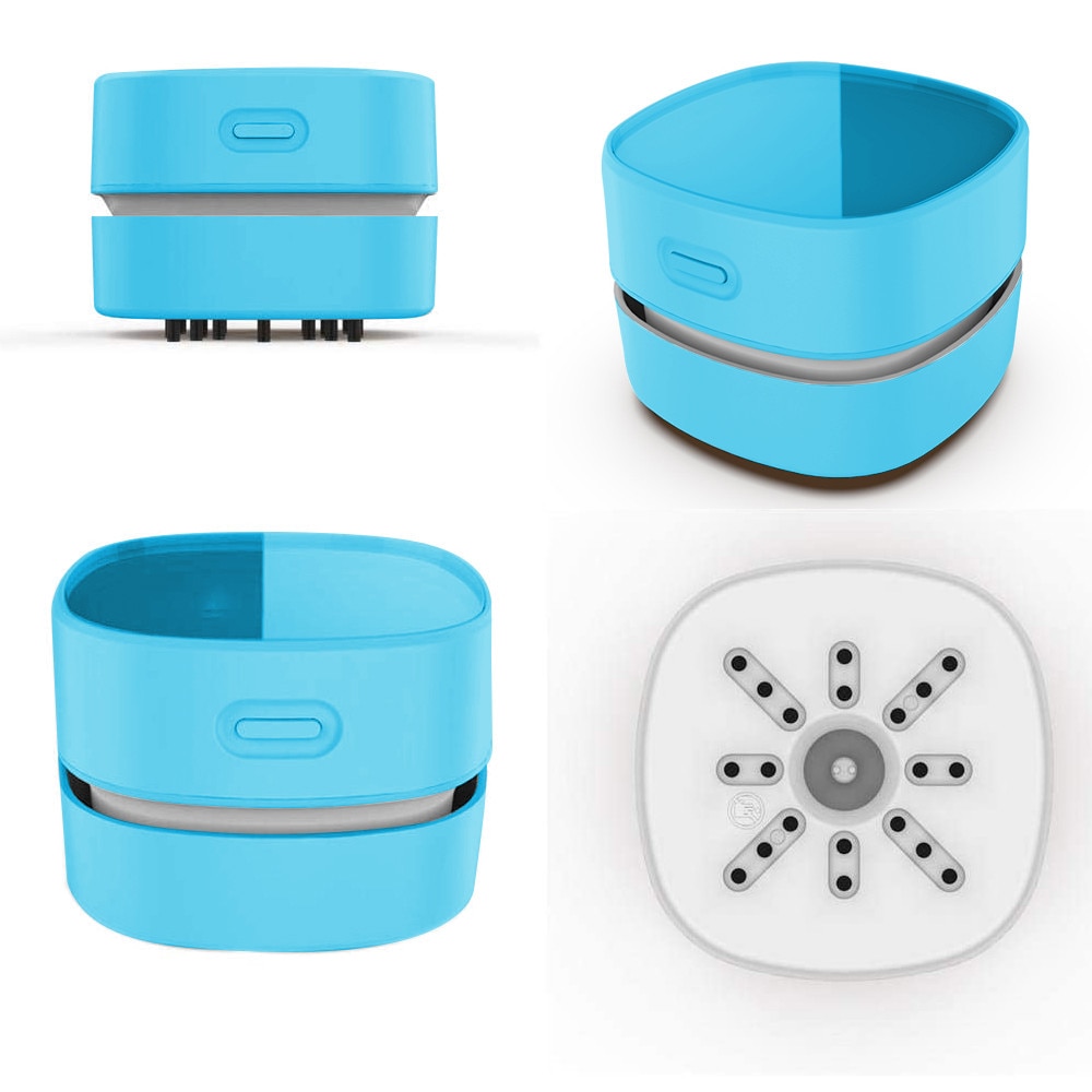 Aspirator de birou portabil, capacitate 1400mAh, albastru, 8x6.5cm
