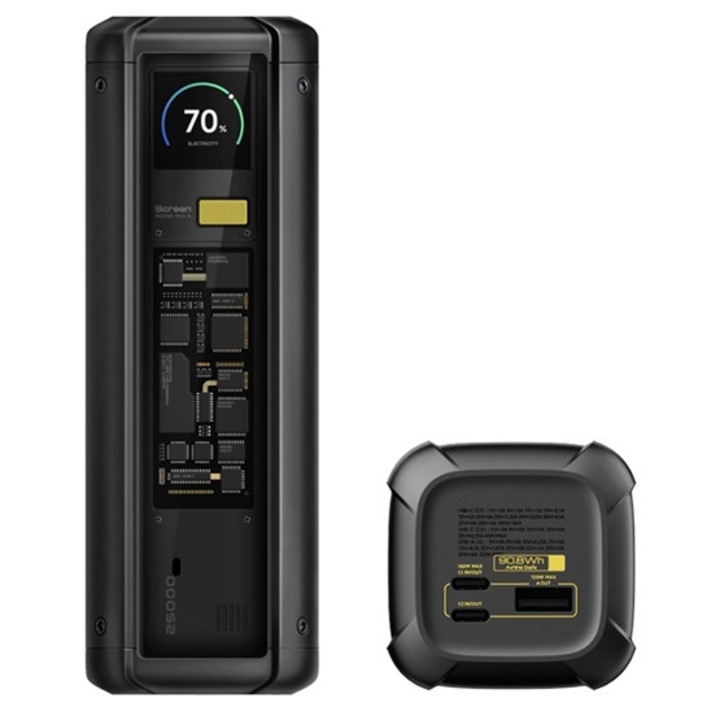 Xiaomi hypercharge vésztöltő 2 type-c / usb aljzat, 25000mah, 212w, pd gyorstöltő, led kijelző, fekete