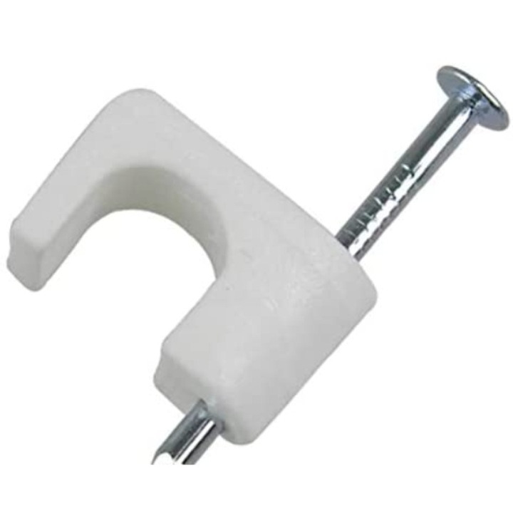 Скоби за плосък Ethernet кабел 10 мм, Enforose, стоманени пирони, лесен монтаж, 100 бр.