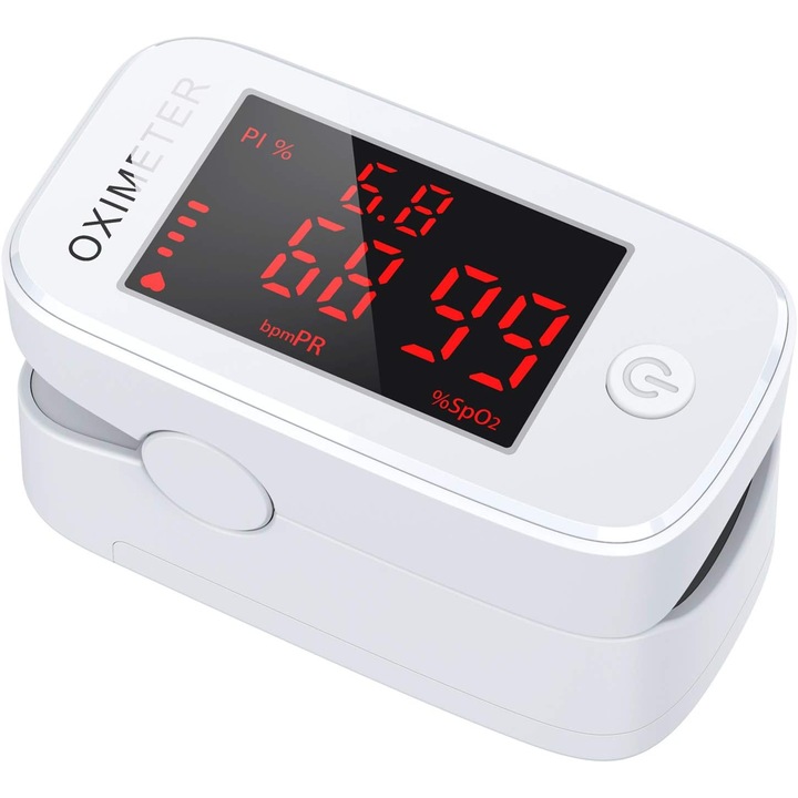 Pulsoximetru Enforose, cu ecran OLED, masurare rapida SpO2, setari personalizate, alb