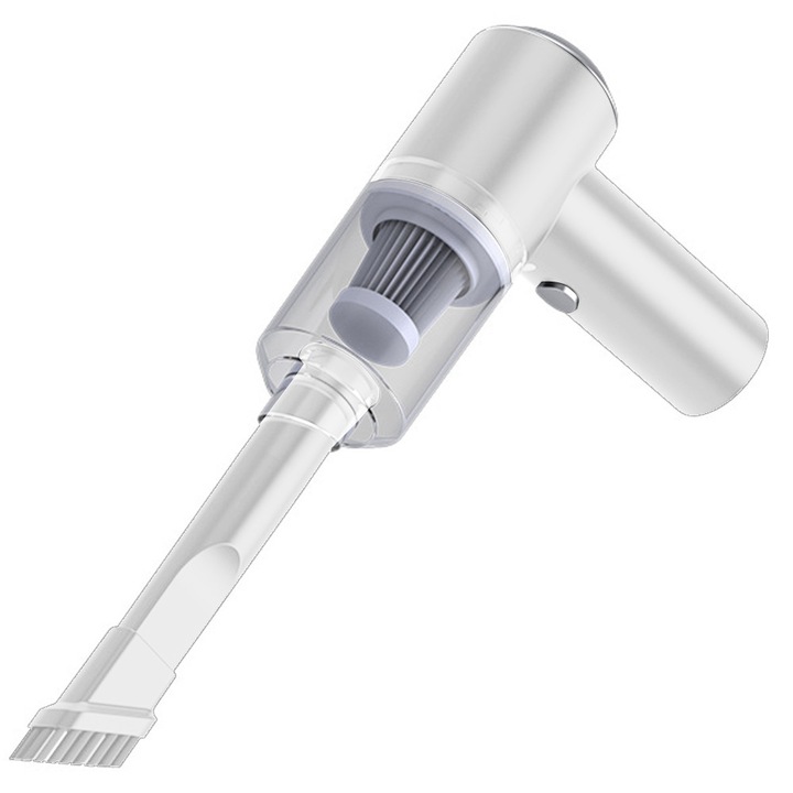 Aspirator portabil, 6000PA, alb si negru, 120W, 2000mAh, aspirare umeda si uscata, filtru HEAP reutilizabil, potrivit pentru casa, birou si masina