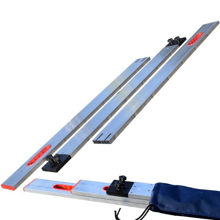 Rigla pliabila din aluminiu georadian.com 4 m, cu nivel cu bula de aer, geanta de transport, anodizata, 90x18 mm