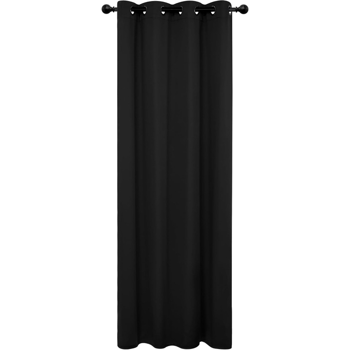 Perdea opaca Deconovo, prindere cu inele, 140 x 240 cm, culoare negru