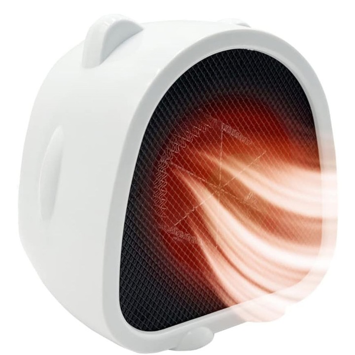 Hordozható elektromos fűtőberendezés 500 W, fémrácsos kialakítás, hűtési funkció, fehér