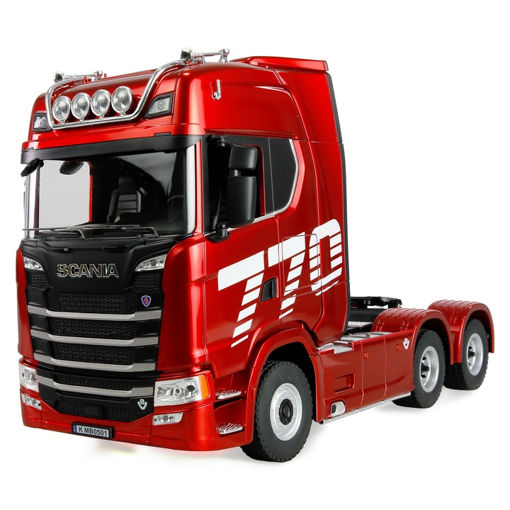 Camion RC cu telecomanda Scania 770 S 6X4, Lungime 38.5 cm, Scara 1:18, Lumina LED, Sunet, 2.4 Ghz, 12 canale, RTR, 8+