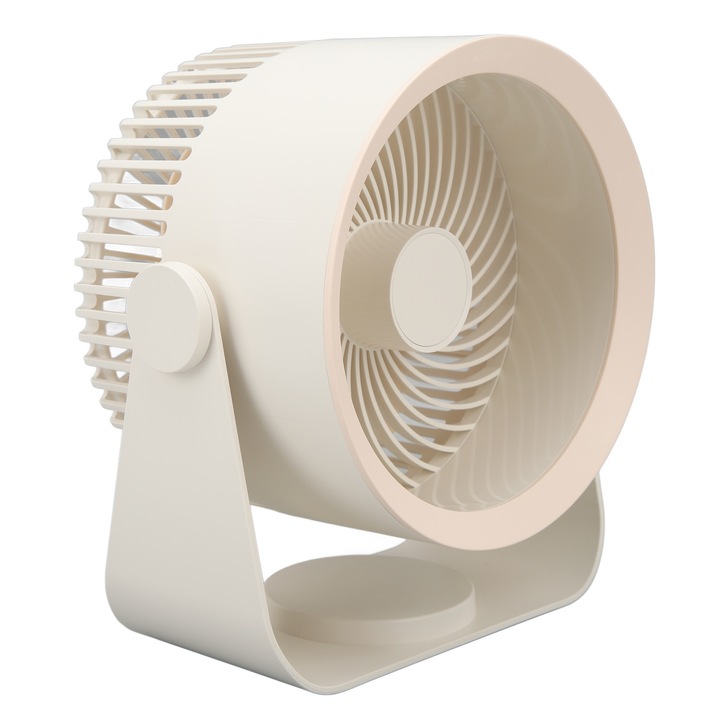 Вентилатор за циркулация на въздуха, кремаво бял, с батерия 18650, 4000mAh, 180 градуса, за монтаж на стена или маса