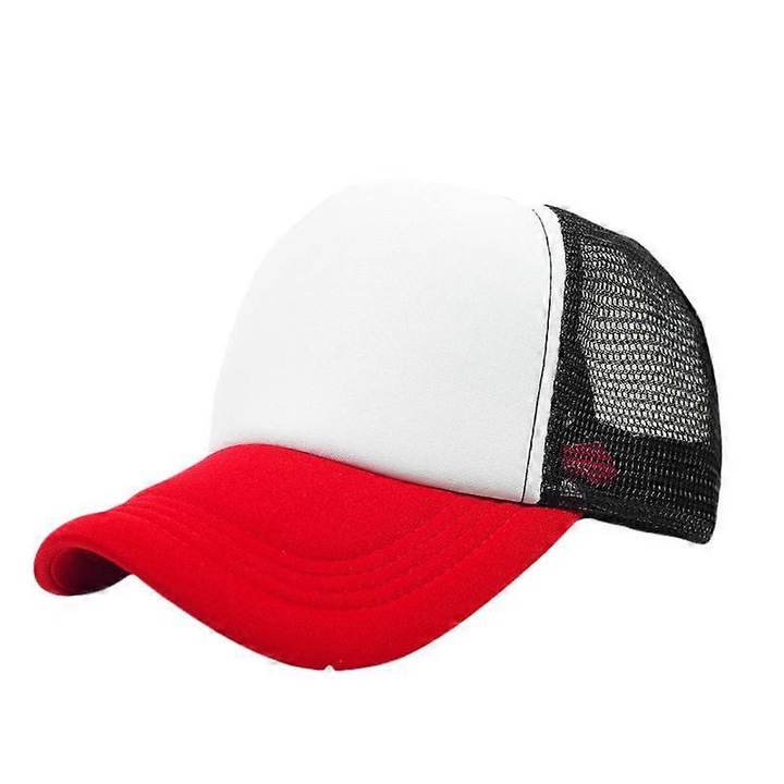 Двуцветна лятна шапка за шофьори на камиони с мрежеста материя и регулируема презрамка тип „snapback“