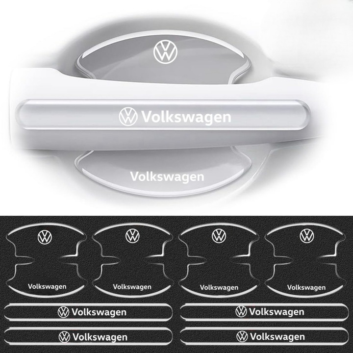 ARRRD® Комплект от 8 броя за защита от надраскване на дръжки на врати на Volkswagen, прозрачни