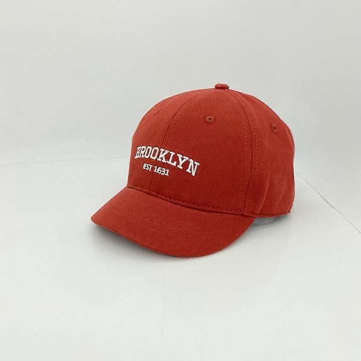 Sapca de baseball reglabila cu boruri scurte si inscriptii brodate pentru barbati si femei (rosu)